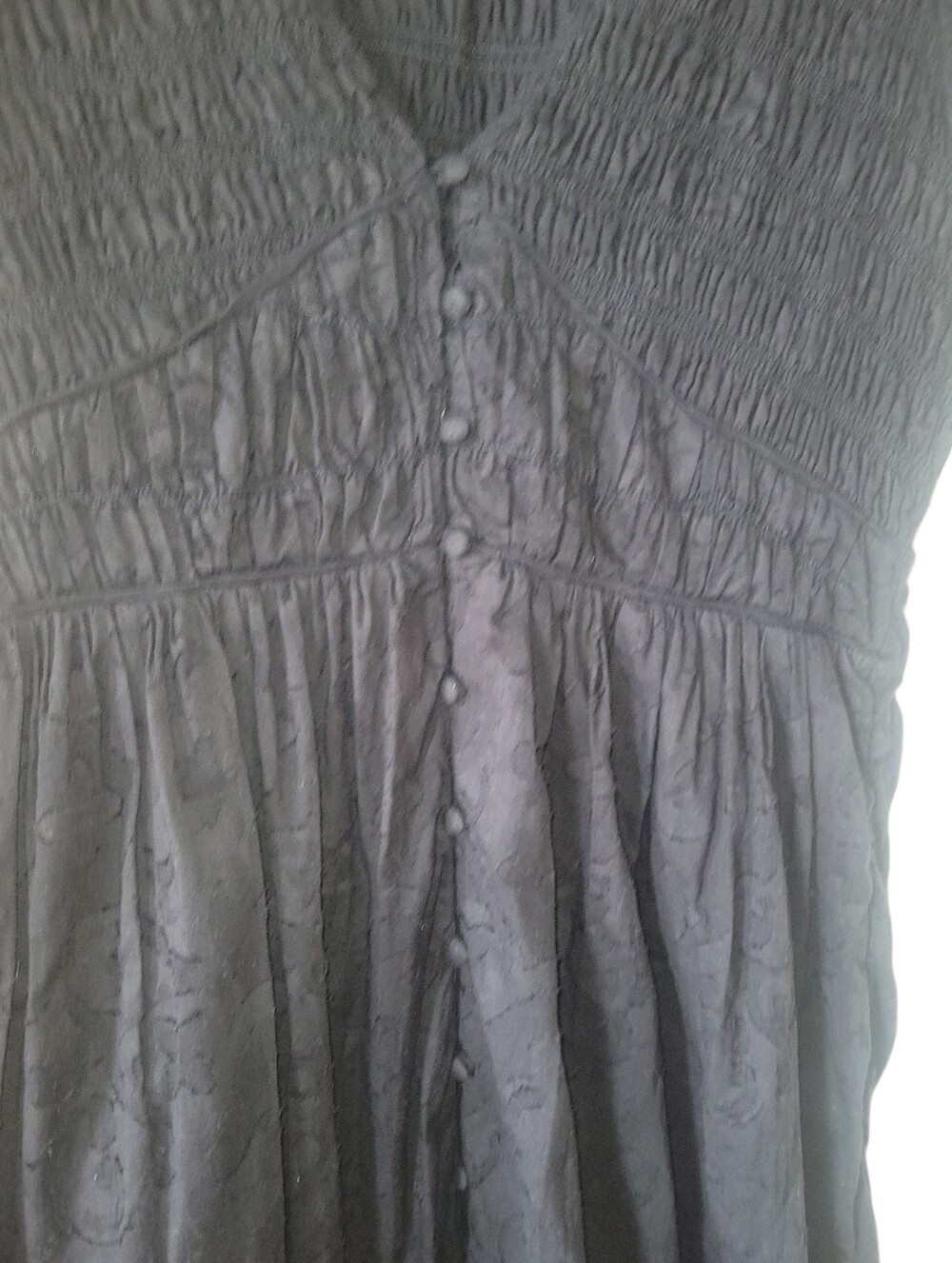 Anthropologie Black Maxi Dress w/Fluttery Cap Sleeve Tiered Button Front Skirt - Picture 4 of 12